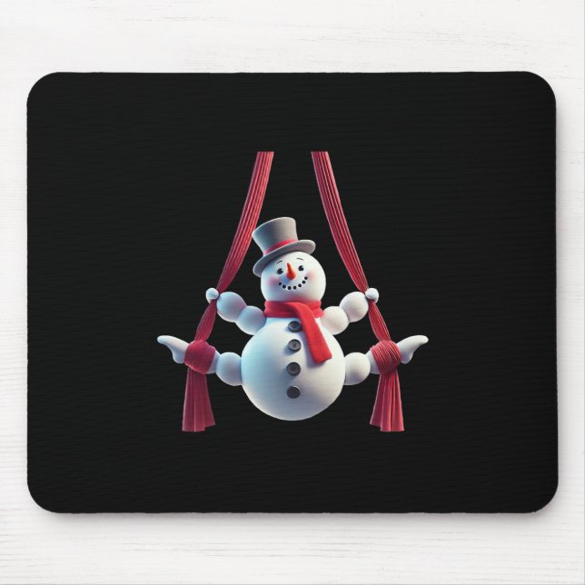Aerial Christmas Snowman Performing Silks  Mouse Mat (Front)