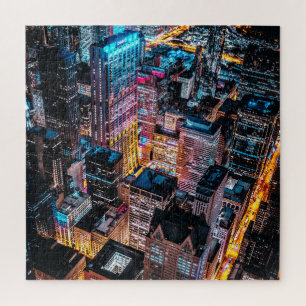 Aerial Cityscape at Night Jigsaw Puzzle