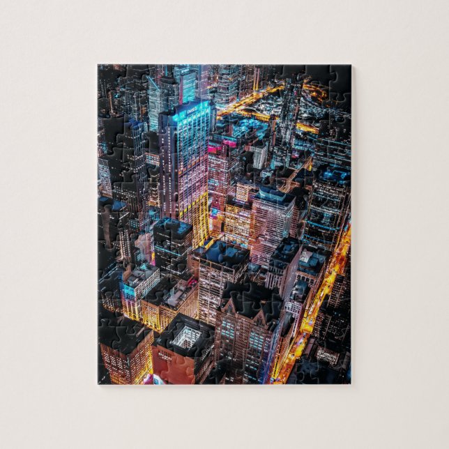 Aerial Cityscape at Night Jigsaw Puzzle (Vertical)