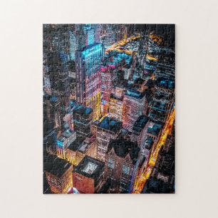 Aerial Cityscape View at Night Jigsaw Puzzle