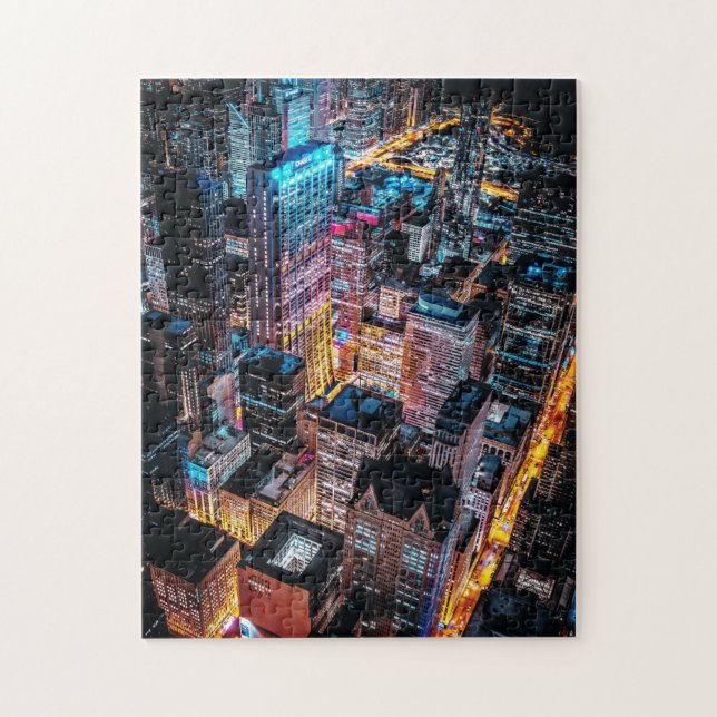 Aerial Cityscape View at Night Jigsaw Puzzle (Vertical)