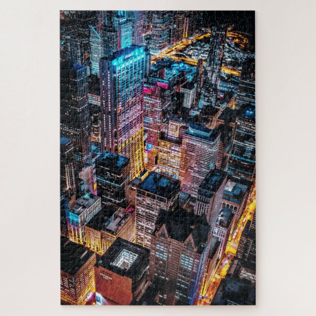 Aerial Cityscape View at Night Jigsaw Puzzle (Vertical)
