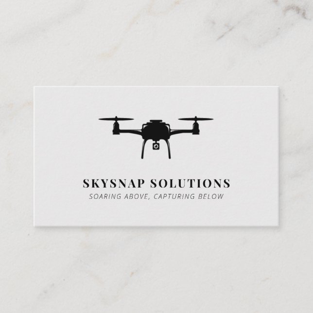 Aerial Drone Photography Videography Modern Grey Business Card (Front)
