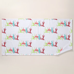 Aerial Fitness Poses Thunder_Cove Beach Towel