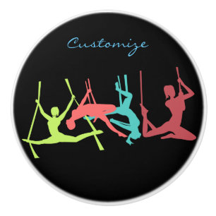 Aerial Fitness Poses Thunder_Cove Ceramic Knob