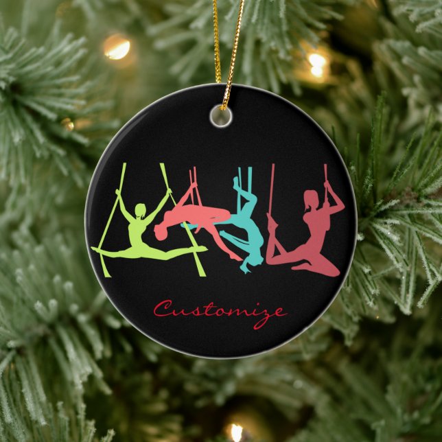 Aerial Fitness Poses Thunder_Cove Ceramic Tree Decoration (Tree)