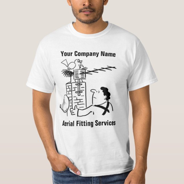 Aerial Fitting Services Cartoon T-Shirt (Front)