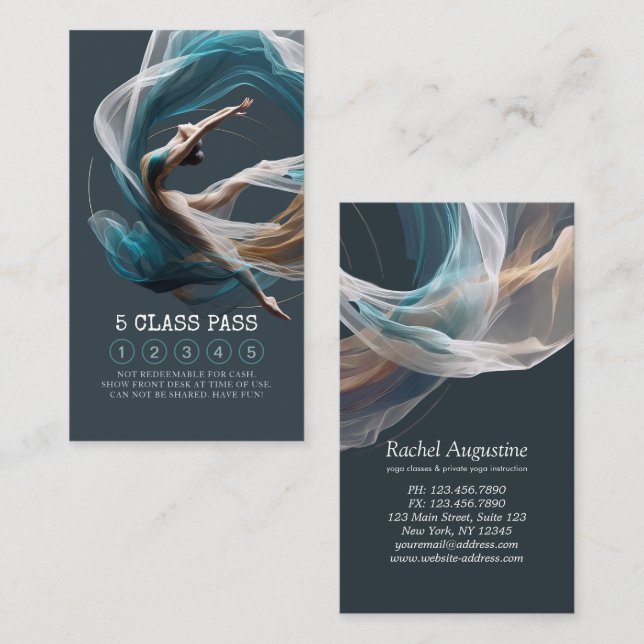 Aerial flying Air Yoga Instructor 5 Class Pass Loyalty Card (Front/Back)