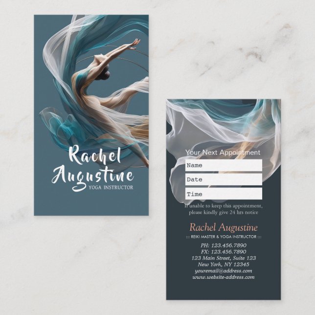 Aerial flying Air Yoga Instructor Pilates Fitness Appointment Card (Front/Back)