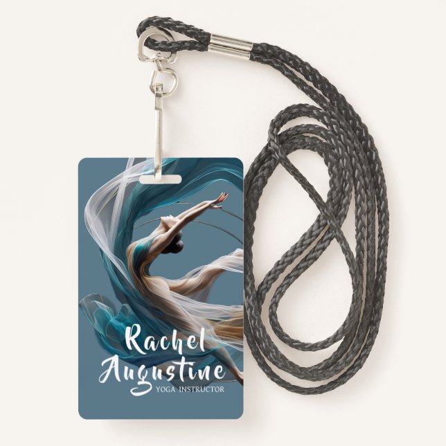 Aerial flying Air Yoga Instructor Pilates Fitness ID Badge (Front with Lanyard)
