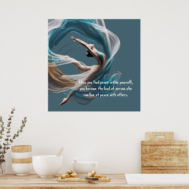 Aerial flying Air Yoga Instructor Pilates Fitness Poster (Kitchen)