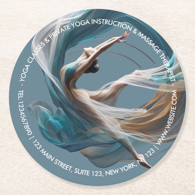 Aerial flying Air Yoga Instructor Pilates Fitness Round Paper Coaster (Front)