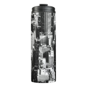 AERIAL GRAYSCALE PHOTOGRAPHY OF BUILDINGS THERMAL TUMBLER