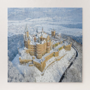 Aerial Hohenzollern Castle: snowy Germany. Jigsaw Puzzle