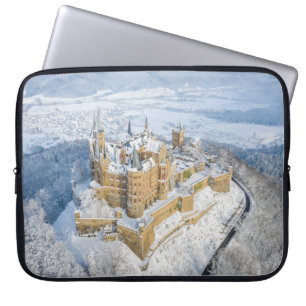 Aerial Hohenzollern Castle: snowy Germany. Laptop Sleeve