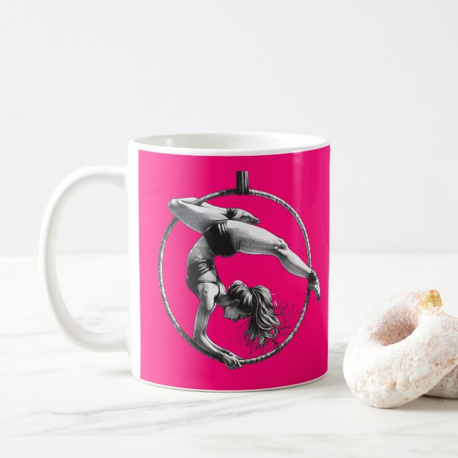 Aerial Hoop Lyra Customisable Name Pink Coffee Mug (With Donut)