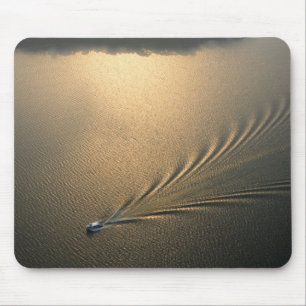 aerial image of boat in Lake Gatun Panama Mouse Mat
