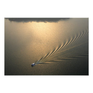 aerial image of boat in Lake Gatun Panama Photo Print