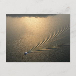 aerial image of boat in Lake Gatun Panama Postcard