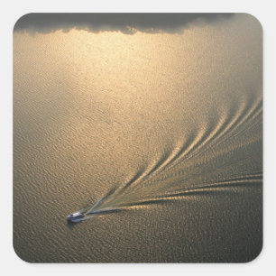 aerial image of boat in Lake Gatun Panama Square Sticker