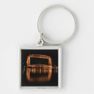 Aerial Lift Bridge at night Key Ring