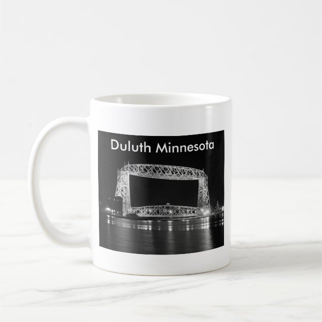 Aerial Lift Bridge Black & White photo Coffee Mug (Left)