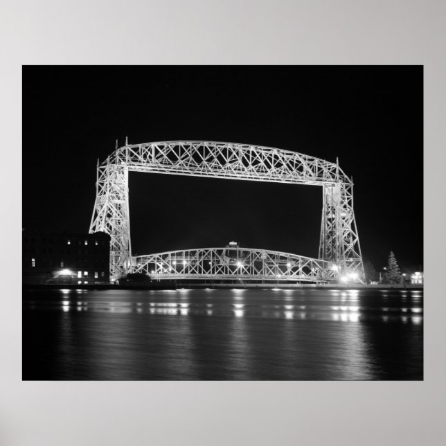 Aerial Lift Bridge Black & White photo Poster (Front)