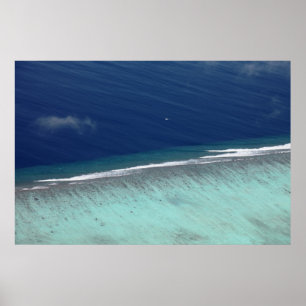 Aerial Maldives coral reef Poster