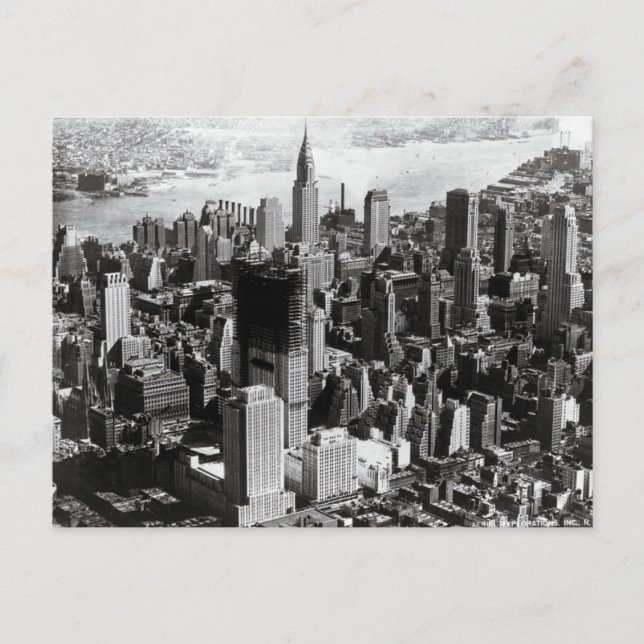 Aerial Manhattan Black & White Photograph Postcard (Front)