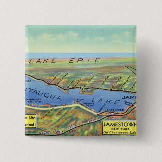 Aerial Map of Lake and Surrounding Towns 15 Cm Square Badge
