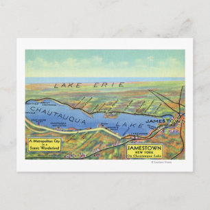 Aerial Map of Lake and Surrounding Towns Postcard