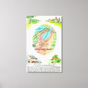 Aerial Map of Santa Clara County with Sites Canvas Print