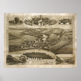 Aerial Map Valley Forge PA Pennsylvania Poster