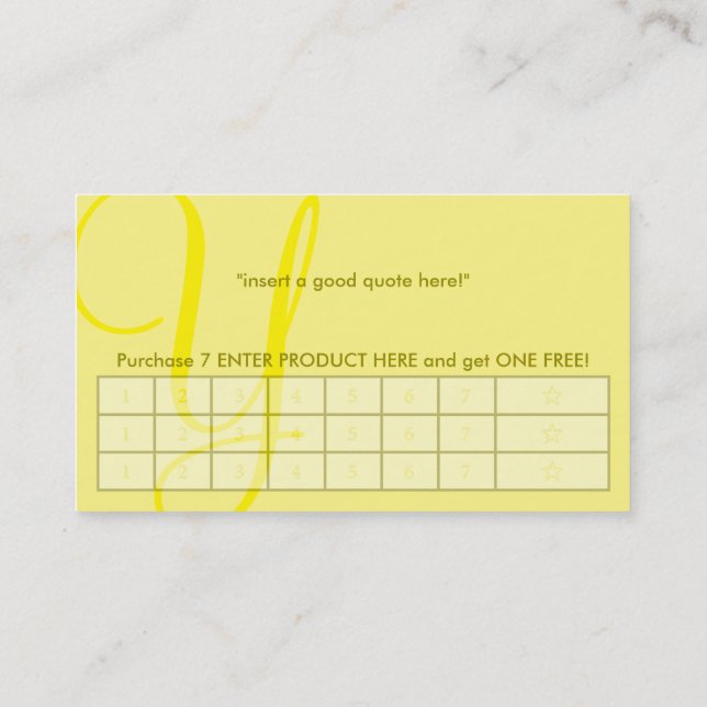 aerial monogram yellow punch card (Back)