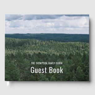 Aerial Nordic Forest Landscape Photo Family Cabin Guest Book