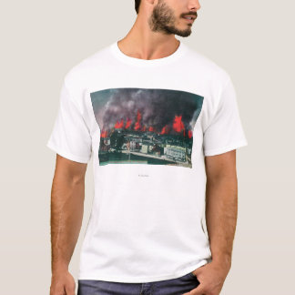 Aerial of City Ablaze During 1906 Fire T-Shirt