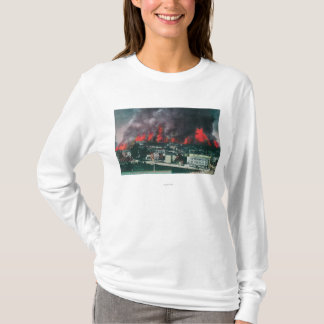 Aerial of City Ablaze During 1906 Fire T-Shirt