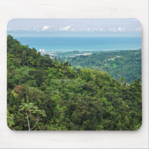 Aerial of coastal puerto rico at el yunque mouse mat