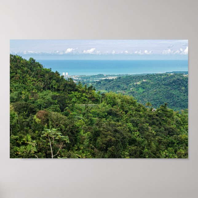 Aerial of coastal puerto rico at el yunque poster (Front)