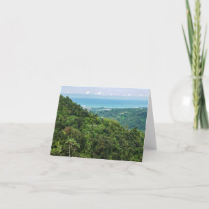 Aerial of coastal puerto rico at el yunque thank you card