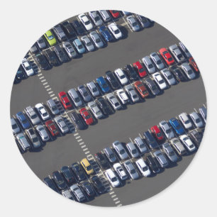 Aerial over Parking Lot Classic Round Sticker