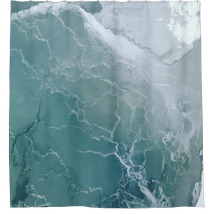Aerial photo of body of water shower curtain