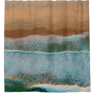 AERIAL PHOTO OF BODY OF WATER SHOWER CURTAIN