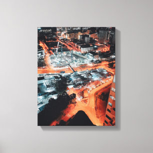 Aerial photo of city buildings during nighttime canvas print