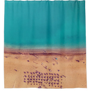 AERIAL PHOTO OF SEASHORE SHOWER CURTAIN