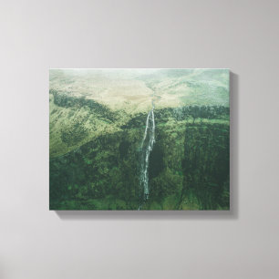 aerial photo of waterfalls during foggy weather canvas print
