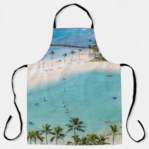 Aerial photo people in beach at daytime apron