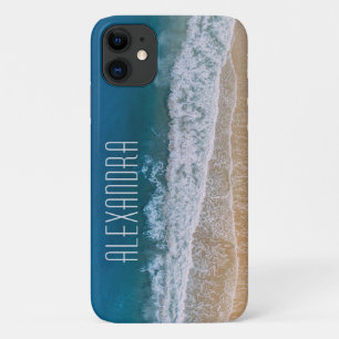 Aerial Photo Sandy Beach Palm Coast Turquoise Sea iPhone 11 Case
