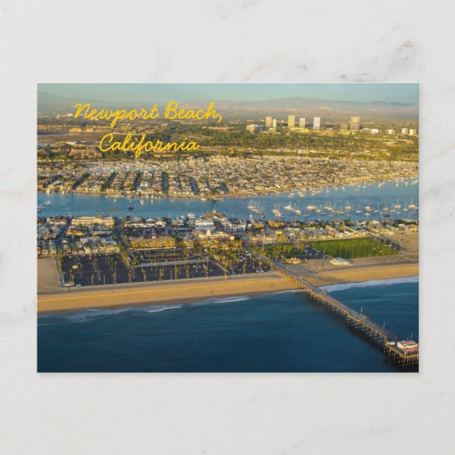 Aerial Photograph of Newport Beach California Postcard (Front)