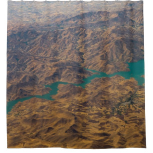 AERIAL PHOTOGRAPHY OF BROWN MOUNTAIN SHOWER CURTAIN